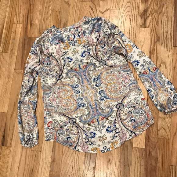 Va Vite Tie-Front Long Sleeve Paisley Print Blouse - Picture 9 of 10